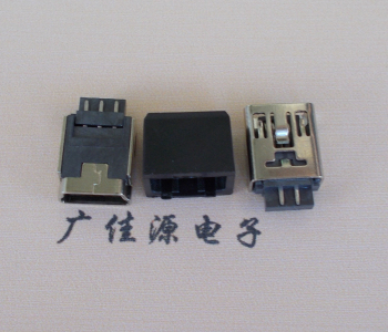重庆MINI USB 5Pin接口 带护套焊线母座 B型180度铜壳