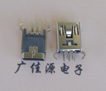 重庆MINI USB5p母座|B型口180度|直插弯脚