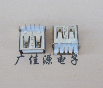 重庆USB母座接口 AF90度沉板1.9引脚4P插件白胶芯直边