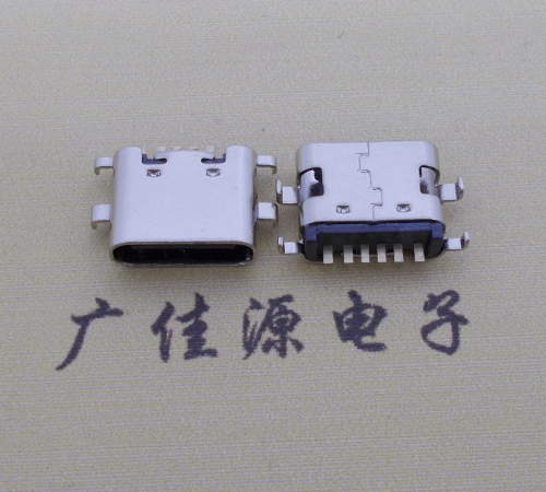 重庆简易充电type c6P母座沉板1.6mm接口