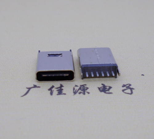 重庆直立式插板Type-C6p母座连接器高H=10.0mm